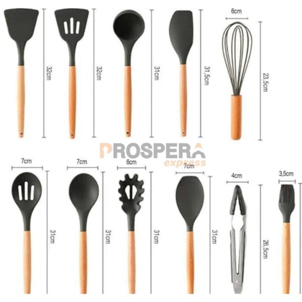 KIT 12 ESPÁTULAS EM SILICONE E CABO DE MADEIRA – QUALIDADE PREMIUM GAXMARK - Image 2