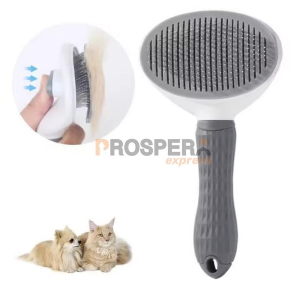 ESCOVA REMOVEDORA DE PELOS PARA CÃES E GATOS - AÇO INOXIDÁVEL ANTIDERRAPANTE