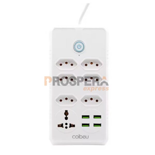 RÉGUA DE ENERGIA COM 6 TOMADAS E 4 PORTAS USB - MODELO WKC-614